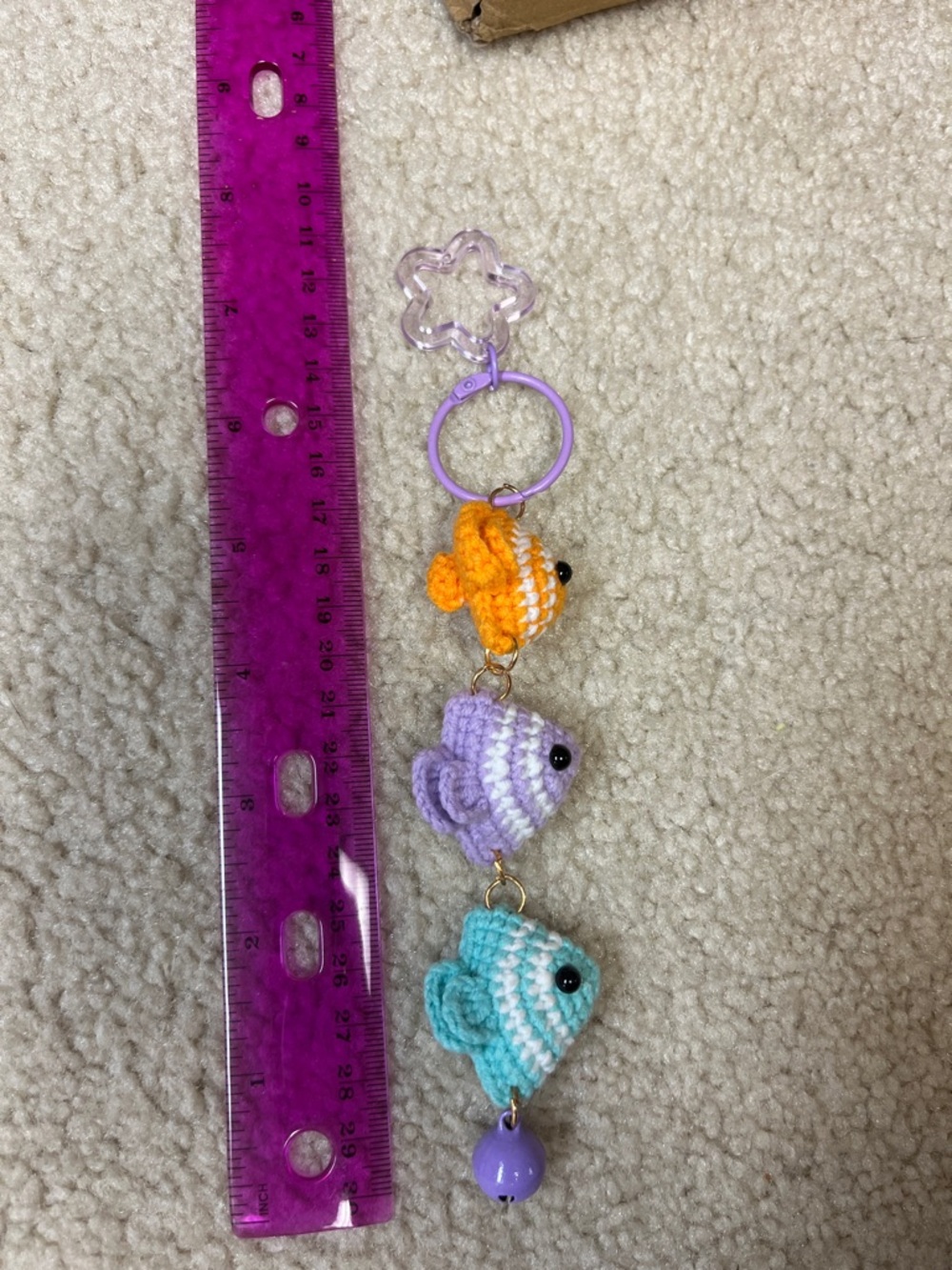 Crocheted Fish Keychain Trio - Orange, Lavender, Teal